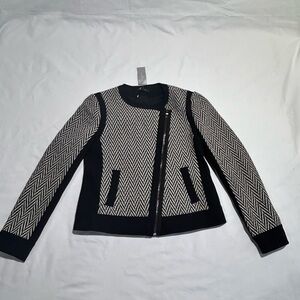 Ann Taylor Black and Cream Patterned Blazer